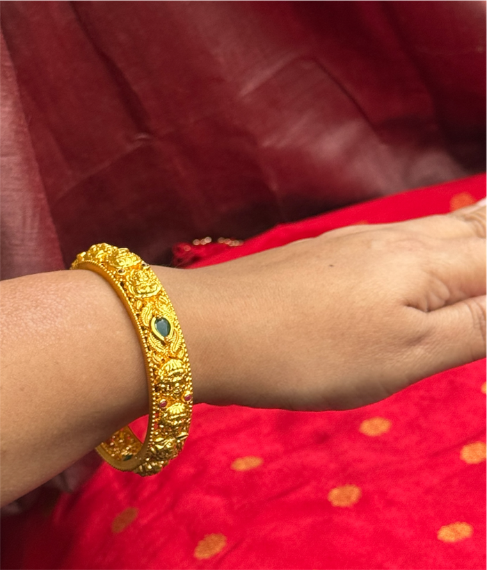 The Swara Silver Lakshmi Nakkasi Bracelet - Single (Size/2.2/2.4/2.6/2.8)