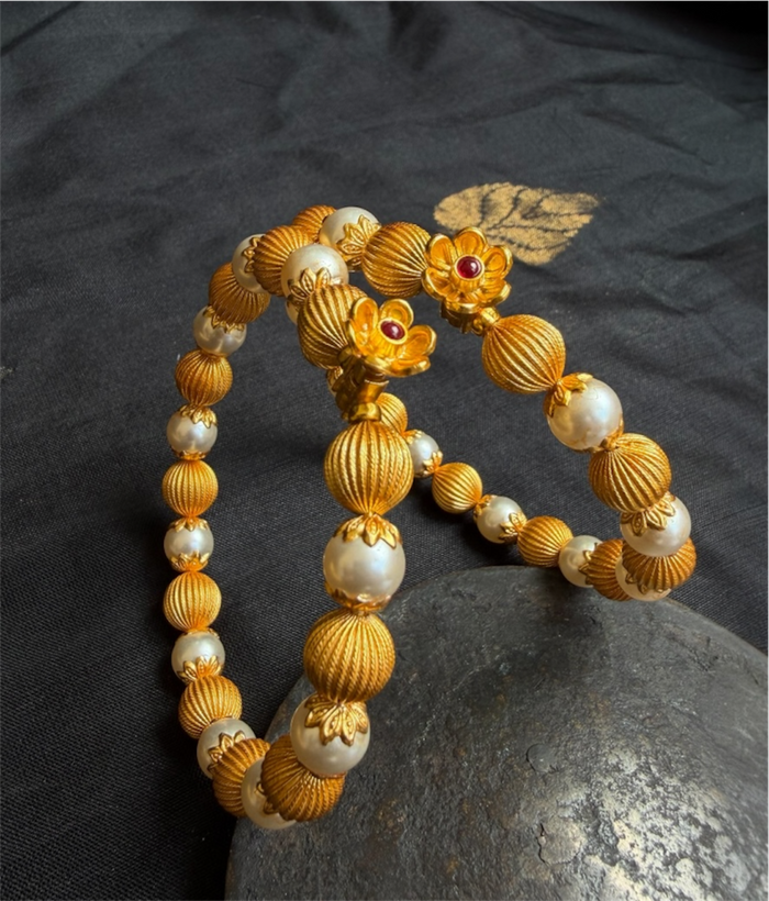 The Tarangini Silver Pearl Bracelet-Single (Size /2.2/2.4/2.6/2.8)