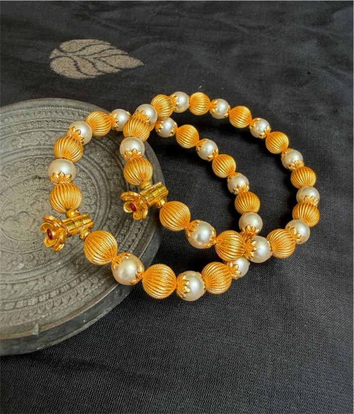 The Tarangini Silver Pearl Bracelet-Single (Size /2.2/2.4/2.6/2.8)