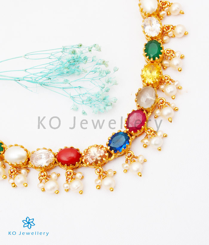 The Vama Silver Navratna Necklace
