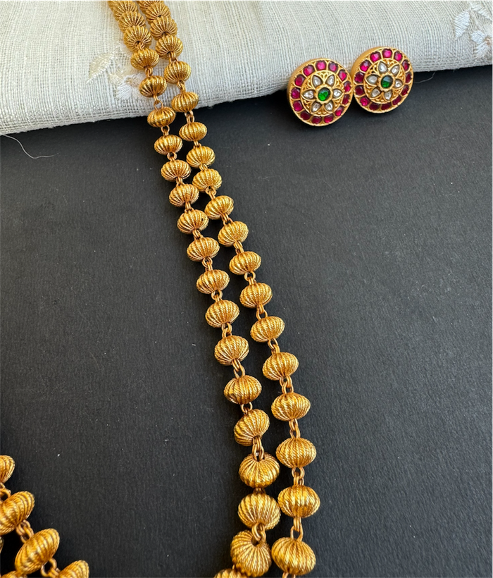 The Vatsala Silver 2 Layer Jomale Chain & Earrings