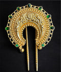 The Yuthika Nakkasi Silver Bridal Hair Pin (Green)