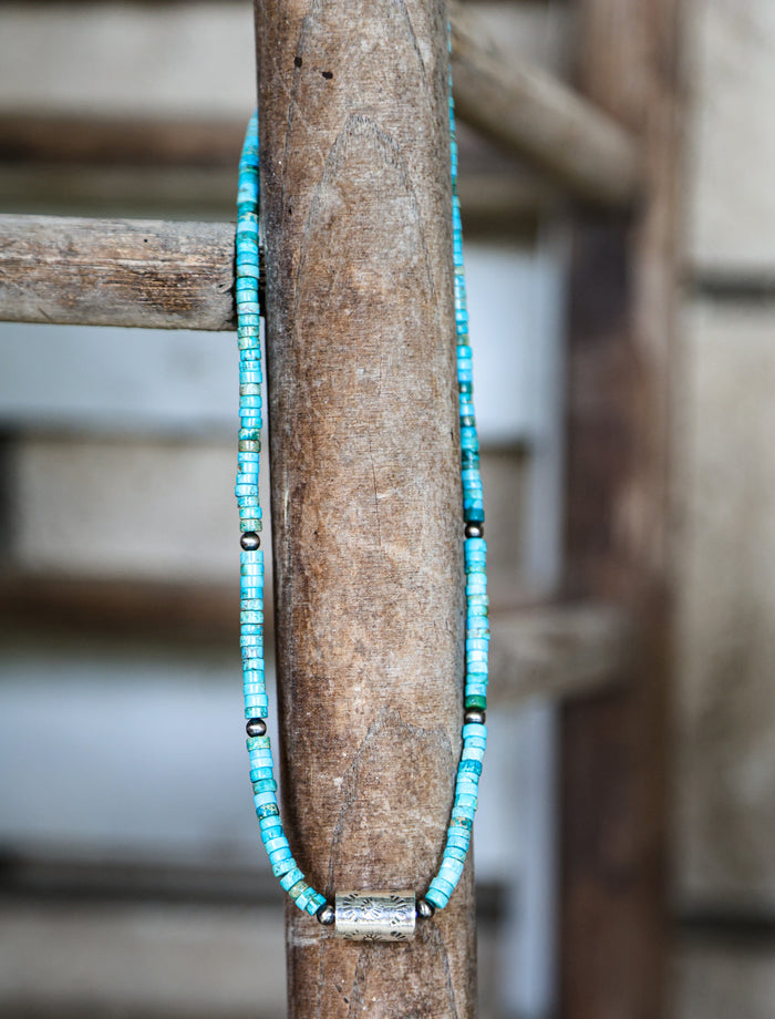 Turquoise Pearl Horse Pill Necklace