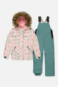 Two Piece Discover Snowsuit White With Retro Pink Print-0