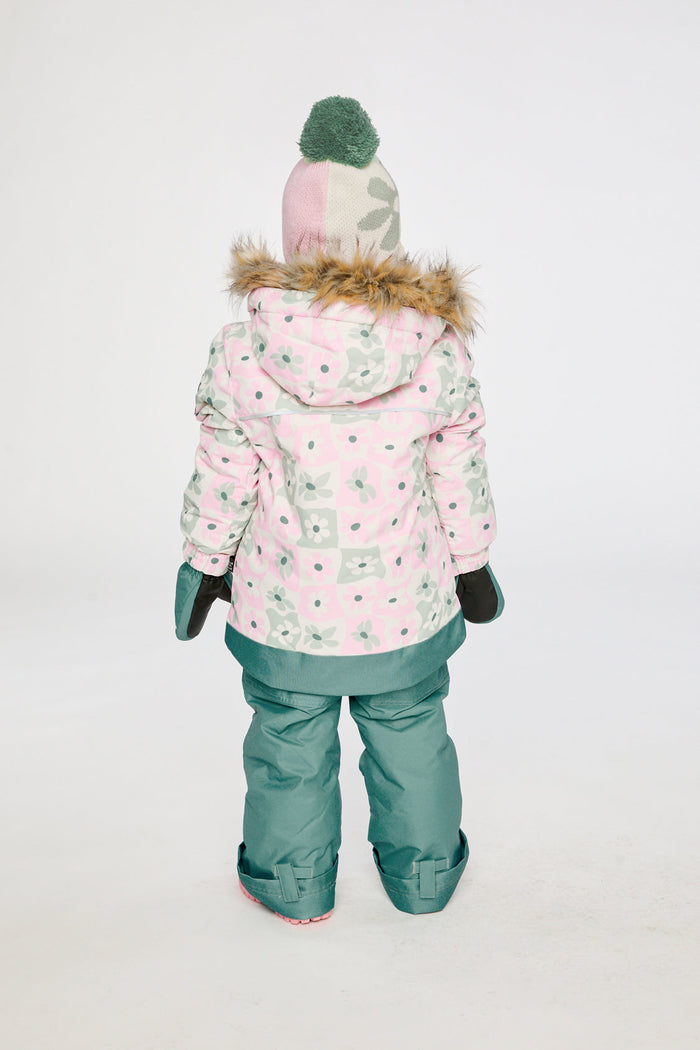 Two Piece Discover Snowsuit White With Retro Pink Print-3