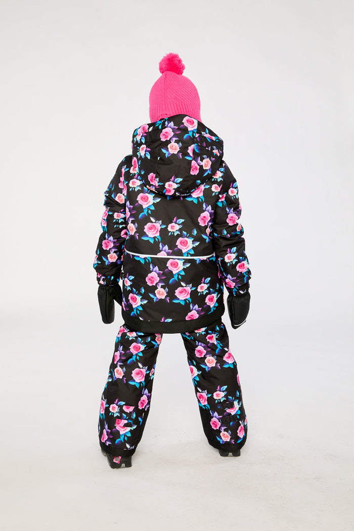Two Piece Play Snowsuit Black Rose Print-3