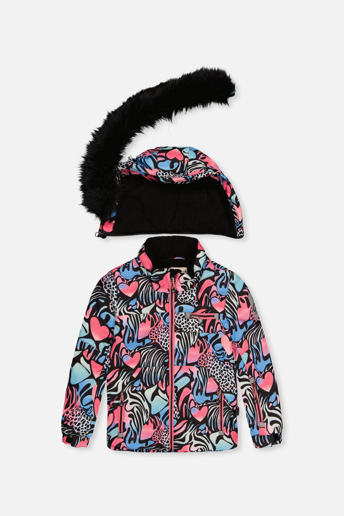 Two Piece Play Snowsuit Black Zebra Print With Pink Pants-4