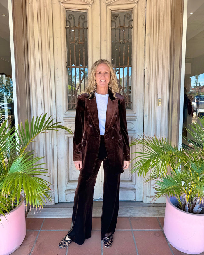 VELVET BLAZER in Chocolate Brown by Sophie Moran