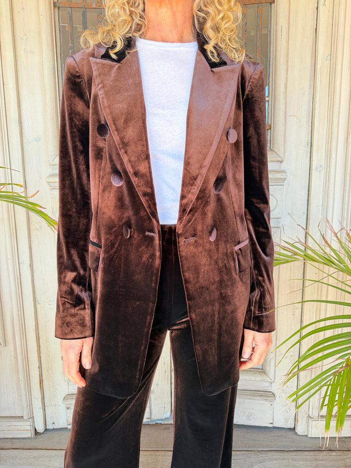 VELVET BLAZER in Chocolate Brown by Sophie Moran