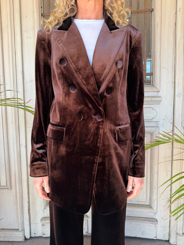 VELVET BLAZER in Chocolate Brown by Sophie Moran