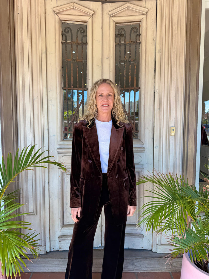 VELVET BLAZER in Chocolate Brown by Sophie Moran