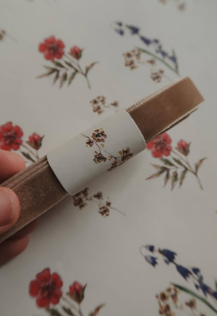Velvet ribbon LIGHT BROWN length 2,5m/width 16mm - Magnolia Lane co. Home + Garden + Gift