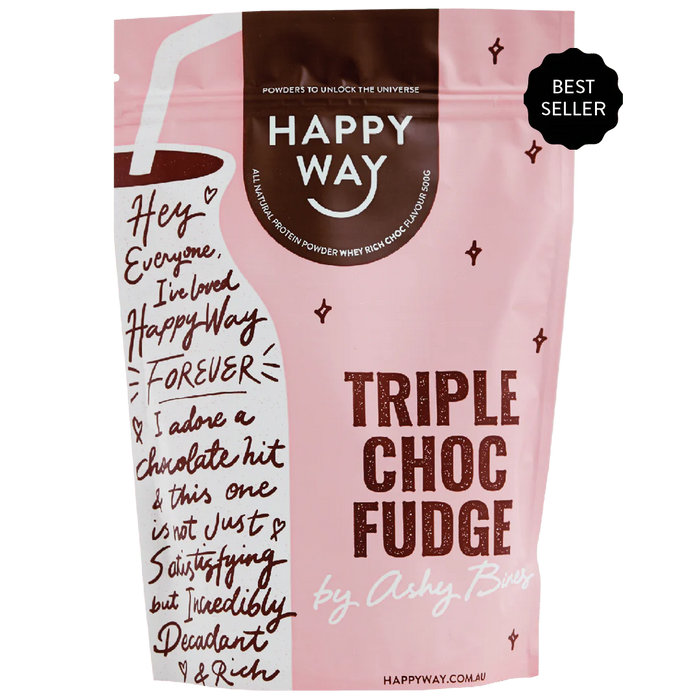 Happy Way Whey Protein Whey Protein Powder Triple Choc Fudge 500g