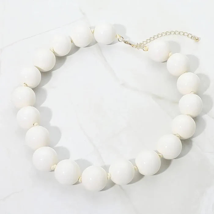 White Chunky Beaded Necklace