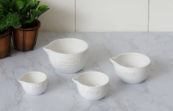White Cottage Ceramic Measuring Cups (Set Of 04) - Magnolia Lane co. Home + Garden + Gift