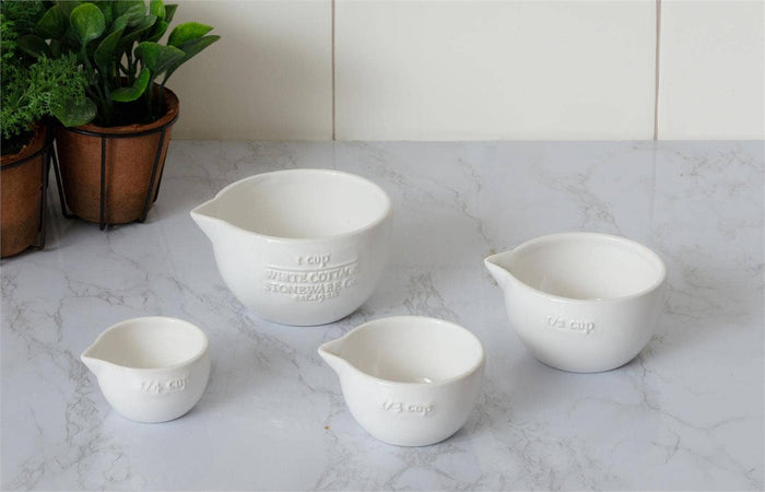 White Cottage Ceramic Measuring Cups (Set Of 04) - Magnolia Lane co. Home + Garden + Gift
