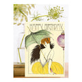 Woman with Umbrella Birthday Card