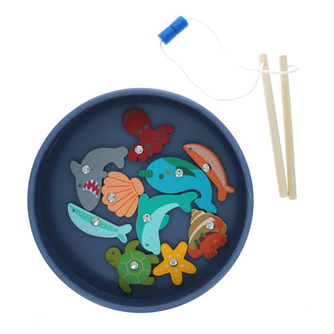 Le Petit Souk - Wooden Toy - Magnetic Fishing Game - Content
